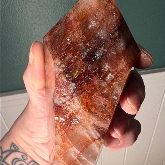 Fire Quartz Crystal Wand on Stand - Picture 2 of 7